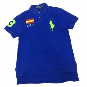 NC216 POLO by RALPH LAUREN ポロラルフローレン ビッグポニー スペイン 半袖 ポロシャツ シャツ トップス カットソー メンズ S ブルー 青