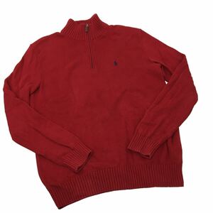 NC216 POLO by RALPH LAUREN ポロラルフローレン ハーフジップ コットン ニット セーター プルオーバー トップス メンズ M レッド 赤 