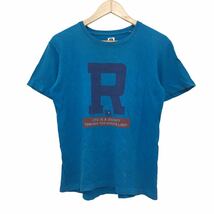 ND171-④ 日本製 HOLLYWOOD RANCH MARKET ハリウッドランチマーケット ハリラン 半袖 Tシャツ トップス プルオーバー 水色系 メンズ S_画像4