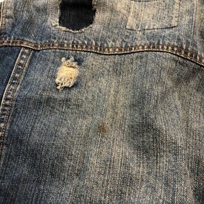 H717 Jackrose ジャックローズ デニムジャケット ジップ ジージャン Gジャン 上着 ブルー系 ロゴボタン ダメージ加工 メンズ 3の画像10