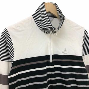 Nm213-55 大きいサイズ LANVIN SPORT ランバン スポール ハーフジップ ボーダー 長袖 カットソー トップス GOLF ゴルフ ウェア 黒系 44の画像2