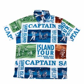 H719⑪ ほぼ美品 Captain Santa GOLF CLUB キャプテンサンタ ゴルフウェア 半袖 ボタンダウン シャツ 薄手 大きいサイズ メンズ XLの画像1