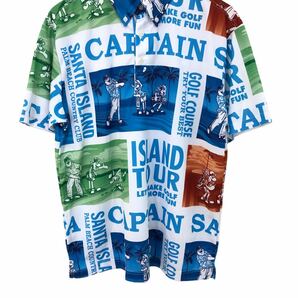 H719⑪ ほぼ美品 Captain Santa GOLF CLUB キャプテンサンタ ゴルフウェア 半袖 ボタンダウン シャツ 薄手 大きいサイズ メンズ XLの画像5