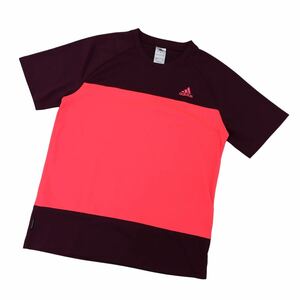 ND172-22 adidas アディダス 半袖 Tシャツ トップス プルオーバー クルーネック ポリエステル100% ピンク系 メンズ L