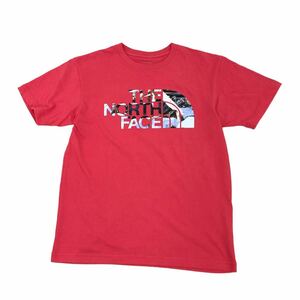 H720⑬ 良品 THE NORTH FACE ノースフェイス 半袖 Tシャツ TEE ロゴT 薄手 トップス ピンク系 綿 ポリ メンズ M