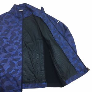 C343 PUMA プーマ 切り替え ジップジャケット スポーツウェア ジャケット 上着 羽織り トップス メンズ M ブルー 青 総柄の画像6