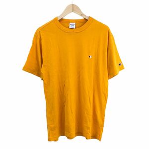 H720-24 大きいサイズ Champion チャンピオン 半袖 Tシャツ TEE カットソー クルーネック トップス ヤマブキ系 綿100% メンズ XL 良品