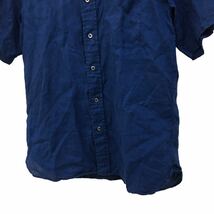 NC219 Paul Stuart ポールスチュアート リネン 半袖 シャツ カジュアルシャツ トップス メンズ L ブルー 青 麻 100%_画像4