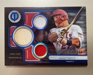 2024 Topps Tribute Triple Relics Blue #TTRMT Mike Trout 041/150