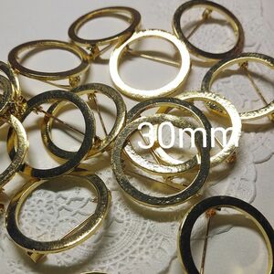 ブローチ金具 コサージュピン サークルピン円形 30mm30個