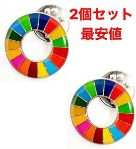 2個　SDGs ピンバッジ　最安値　国連　グッズ　バッチ　表面丸みタイプ