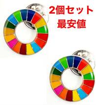 2個　SDGs ピンバッジ　最安値　国連　グッズ　バッチ　表面丸みタイプ_画像1