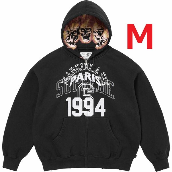 Mサイズ Supreme x MM6 Maison Margiela Zip Up Hooded Sweatshirt Black