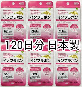 大豆イソフラボン×6袋120日分120錠(120粒) 日本製無添加サプリメント(サプリ)健康食品 腸内でエクオールを 防水梱包送料無料配送即納