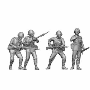 1/72 レジンキット 未塗装 WWⅡ 日本陸軍 兵士フィギュア 防毒マスク 4体 vol.5 【同梱可能】 240415の画像2