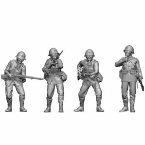 1/72 レジンキット 未塗装 WWⅡ 日本陸軍 兵士フィギュア 防毒マスク 4体 vol.5 【同梱可能】 240415の画像1