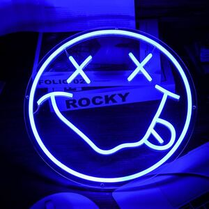 LED light neon signboard Smile blue decoration 