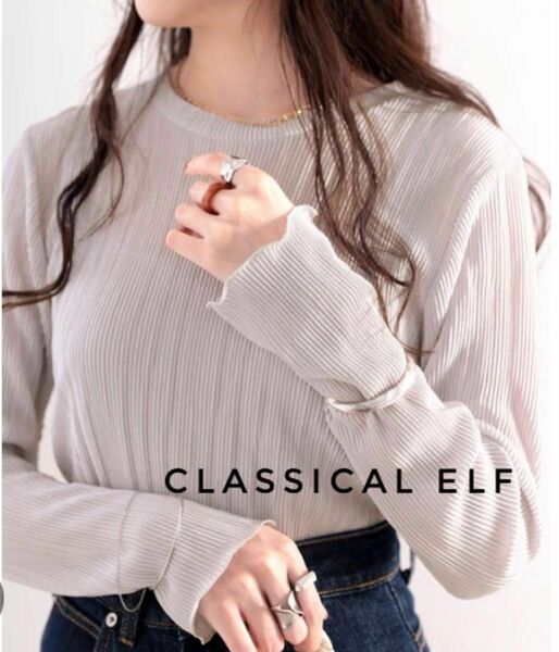 classicalelf クラシカルエルフ 袖口 まで 上品 かわいく。ラウンドネック 袖メロー ブラウス 長袖 トップス XL