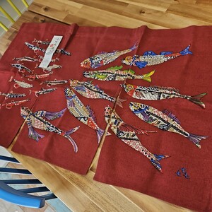 布絵師　林喜美子　コレクション　日本製　織物風暖簾　のれん　日本製　和風インテリア