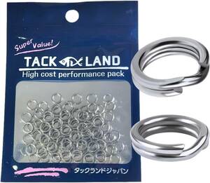 #3(外径5.4mm)100個 【TACKLAND】 スプリットリング 徳用 100個 セット 高コスパ 平打 強靭 防錆 ステン