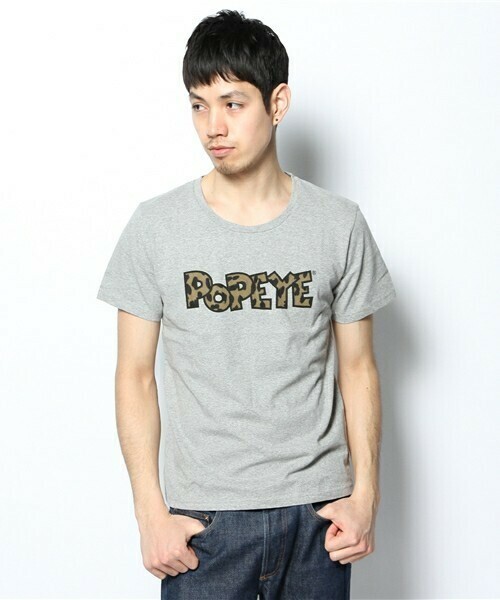 新品 送料無料 Bitter Ender × POPEYE ビターエンダー ポパイコラボTシャツ Logo ロゴ GRY