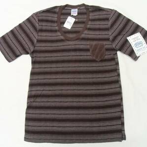 新品 US RAGS USラグス ボーダーTシャツ made in USA アメリカ製 M 　ブラウン