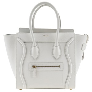 CELINE セリーヌ ラゲージ マイクロショッパー 167793AQL.01IC ハンドバッグ レザー アイスバーグ 白 レディース【I111624024】中古