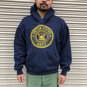 USA製 米軍 SOFFE US Navy Hoodie Sweat ソフィー アメリカ 海軍 ミリタリー パーカー スウェット ネイビー 裏起毛 USAF フーディ Army L