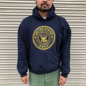 USA製 米軍 SOFFE US Navy Hoodie Sweat ソフィー アメリカ 海軍 ミリタリー パーカー スウェット ネイビー 裏起毛 USAF フーディ Army L