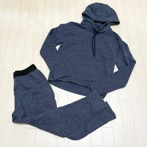 和284★① adidas Melange Pullover Hoodie スウェット セットアップ パーカー フーディ パンツ M ネイビー レディース アディダス