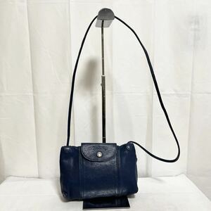  peace 292* LONGCHAMP Long Champ leather bag shoulder bag Mini bag navy lady's 