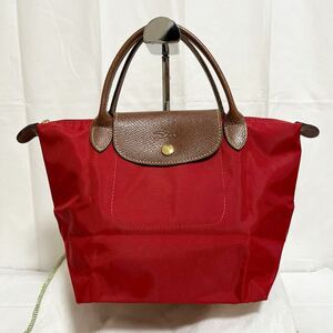 和292★ LONGCHAMP LE PLIAGE ロンシャン ルプリアージュ ハンドバッグ TYPE S レッド レディース