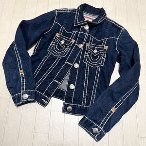 和307★ TRUE RELIGION JIMMY SUPER T トゥルーレリジョン デニムジャケット ジージャン Gジャン S ブルー レディース