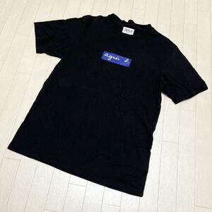 和307★ agnes b. pour ADAM ET ROPE' アニエスベー アダムエロペ 半袖 ボックスロゴ Tシャツ XL ブラック レディース