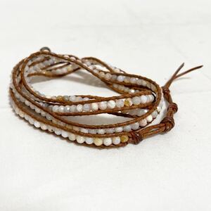 和297★② CHAN LUU チャンルー Wrap Bracelets ラップブレス ブレスレット 多連 アクセサリー 4-5連ほど レザー ストーン ホワイト