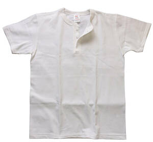 LLサイズ ナチュラル CROSS & STITCH メンズ 半袖 Tシャツ 白 男性 ヘンリーネック 6.2Oz ヘビーウェイト !!