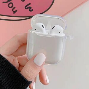 AirPods1 AirPods2 ケース カバー クリア 透明 おしゃれ シンプル カラビナ ダストカバーシール 韓国 新品