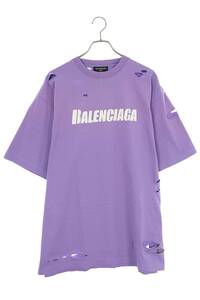 バレンシアガ BALENCIAGA 651795 TKVB8 サイズ:XS デストロイ加工ロゴプリントTシャツ 中古 SS13