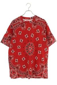 シュプリーム SUPREME 21SS Small Box Tee Red Bandana サイズ:L スモールボックスバンダナ柄Tシャツ 中古 OM10