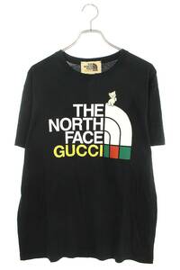 グッチ GUCCI ノースフェイス 615044 XJDTG サイズ:S キャットダブルネームロゴプリントTシャツ 中古 OM10