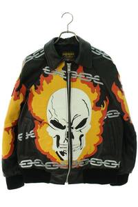 シュプリーム SUPREME バンソン 19SS Leathers Ghost Rider Jacket サイズ:S ゴーストジップアップレザージャケット 中古 SB01