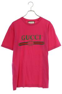 グッチ GUCCI 457095 X5S76 サイズ:M ヴィンテージロゴプリントTシャツ 中古 OM10