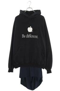 バレンシアガ BALENCIAGA 22AW 720406 TNVB4 Be Different Popover Hoody サイズ:1 Be differren刺繍レイヤードパーカー 中古 NO05