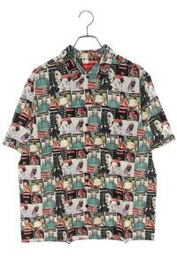 シュプリーム SUPREME 23SS Magazine S/S Shirt サイズ:M マガジン総柄レーヨン半袖シャツ 中古 OM10