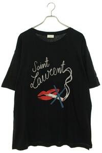 サンローランパリ SAINT LAURENT PARIS 17SS 482676 YB1HU サイズ:XL スモーキングリッププリントTシャツ 中古 SB01