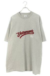 ヴェトモン VETEMENTS 18SS MSS18TR37 サイズ:S ベースボールロゴオーバーサイズTシャツ 中古 OM10