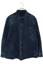 クロムハーツ Chrome Hearts LOOSEENDS LS CRS PATCH/ルーズエンド サイズ:L クロスパッチ装飾デニム長袖シャツ 中古 GZ11_画像1