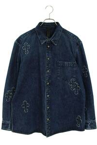 クロムハーツ Chrome Hearts LOOSEENDS LS CRS PATCH/ルーズエンド サイズ:L クロスパッチ装飾デニム長袖シャツ 中古 GZ11