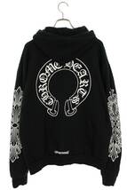 クロムハーツ Chrome Hearts SWTSHRT PLVR サイズ:M バックホースシュープリントプルオーバーパーカー 中古 NO05_画像2