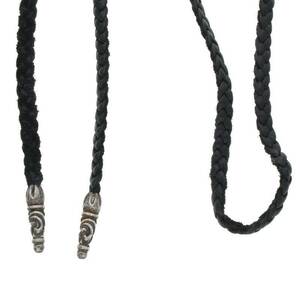 クロムハーツ Chrome Hearts LEATHER BRAID/スクロールレザーブレード シルバーネックレス 中古 OS06